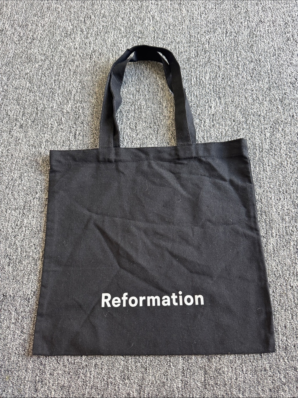 Reformation Black Canvas Messenger Tote with White Logo